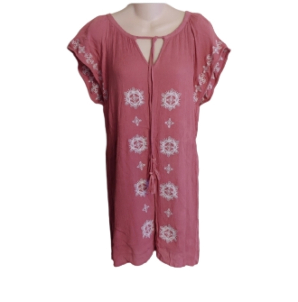 Francesca's Blue Rain Blush Pink Embroidered Dress Size Women's Medium